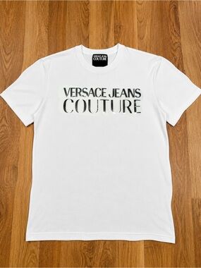 Versace Silver Reflective Logo White Tshirt